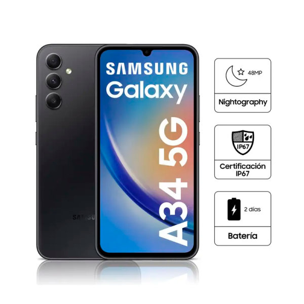 SAMSUNG GALAXY A34 256GB 5G 48MP 5.000 mAh NEGRO